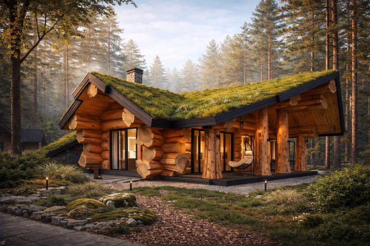 баня из рубленого бревна кедра по проекту Миллениум