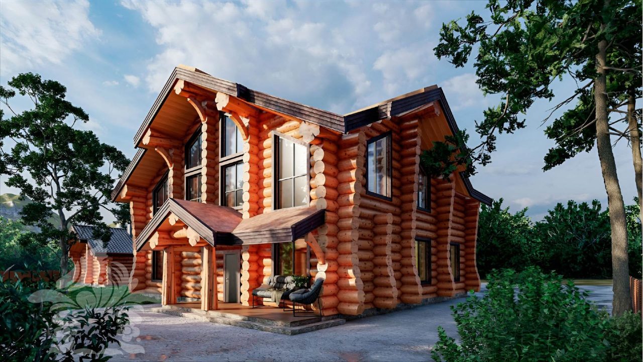 проект двухэтажного дома из кедрового бревна Казанская усадьба