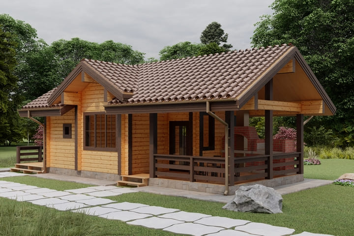 баня из клеенного бруса по проекту Сканди Парк
